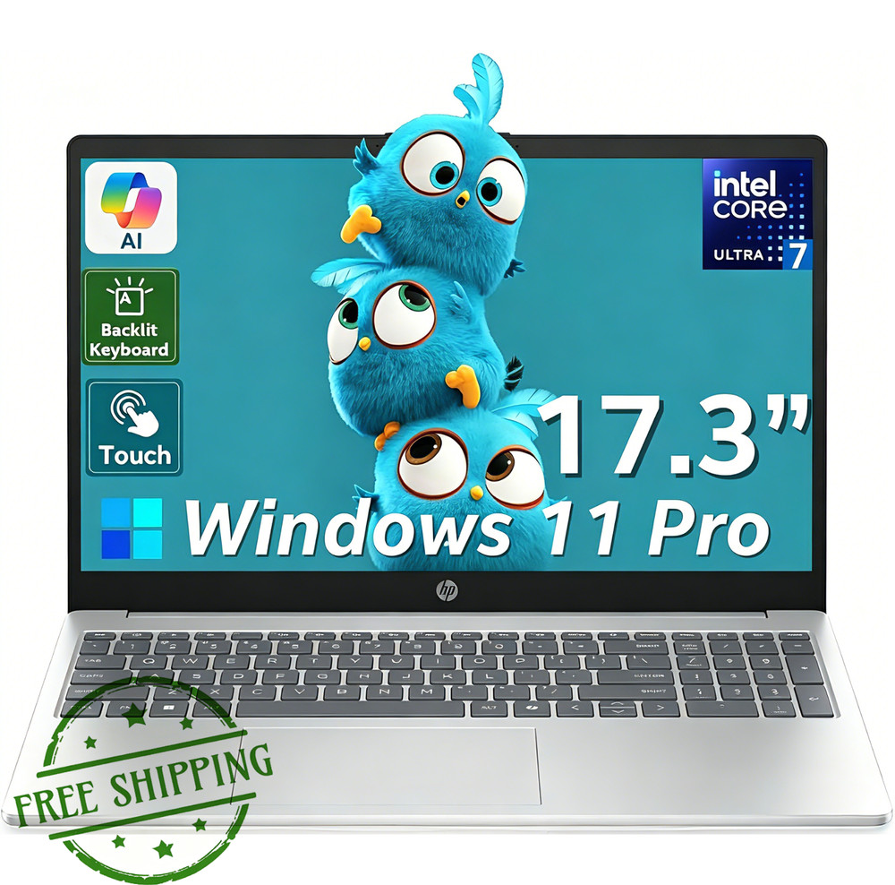 HP 17.3" Touchscreen Laptop, Intel 12-Core Ultra7, UP TO 32GB RAM + 2TB SSD