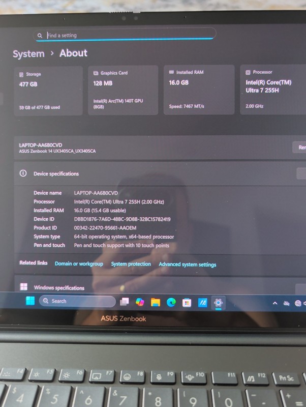ASUS Zenbook 14 Touch OLED UX3405CA, Ultra 7 255H, 16 Gb Ram, 512 Gb SSD, W11H. gallery