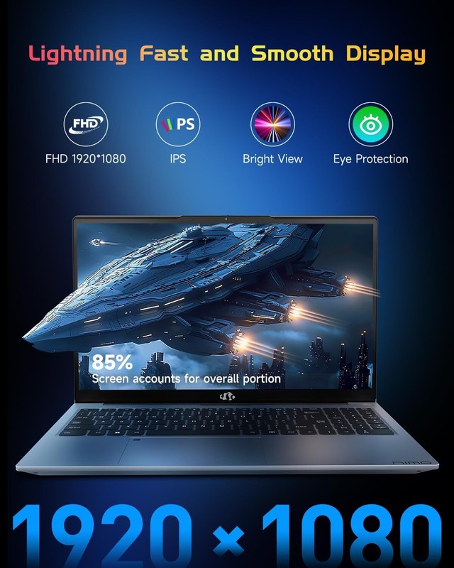 NIMO 15.6" IPS FHD Laptop Intel Pentium Quad Core N100 8GB RAM 128GB SSD Win 11 gallery