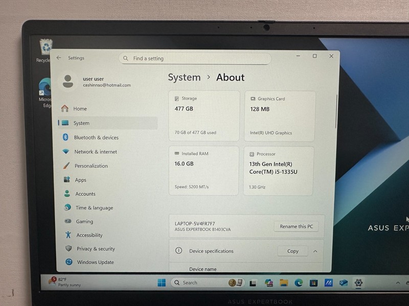 Asus ExpertBook B1403CVA-XS54 14" Laptop i5-1335U 16GB 512GB SSD W11P gallery