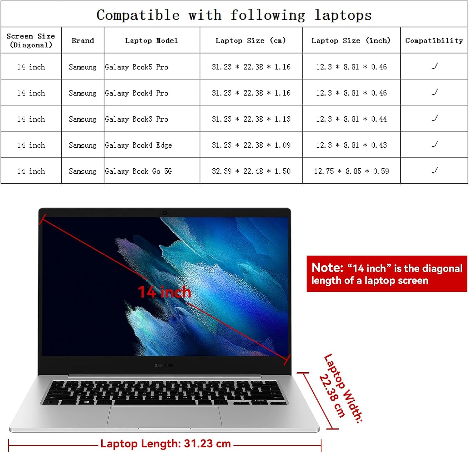 Sleeve for 14 inch Samsung Galaxy Book5/4/3 Pro, Hard EVA Protective Case gallery