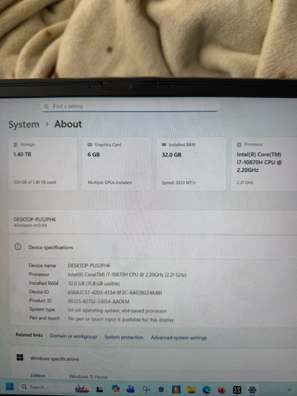 Alienware M15 R4 (Core i7-10870H 2.2GHz, RTX 3070, 300Hz, 1TB SSD, 32GB RAM) gallery