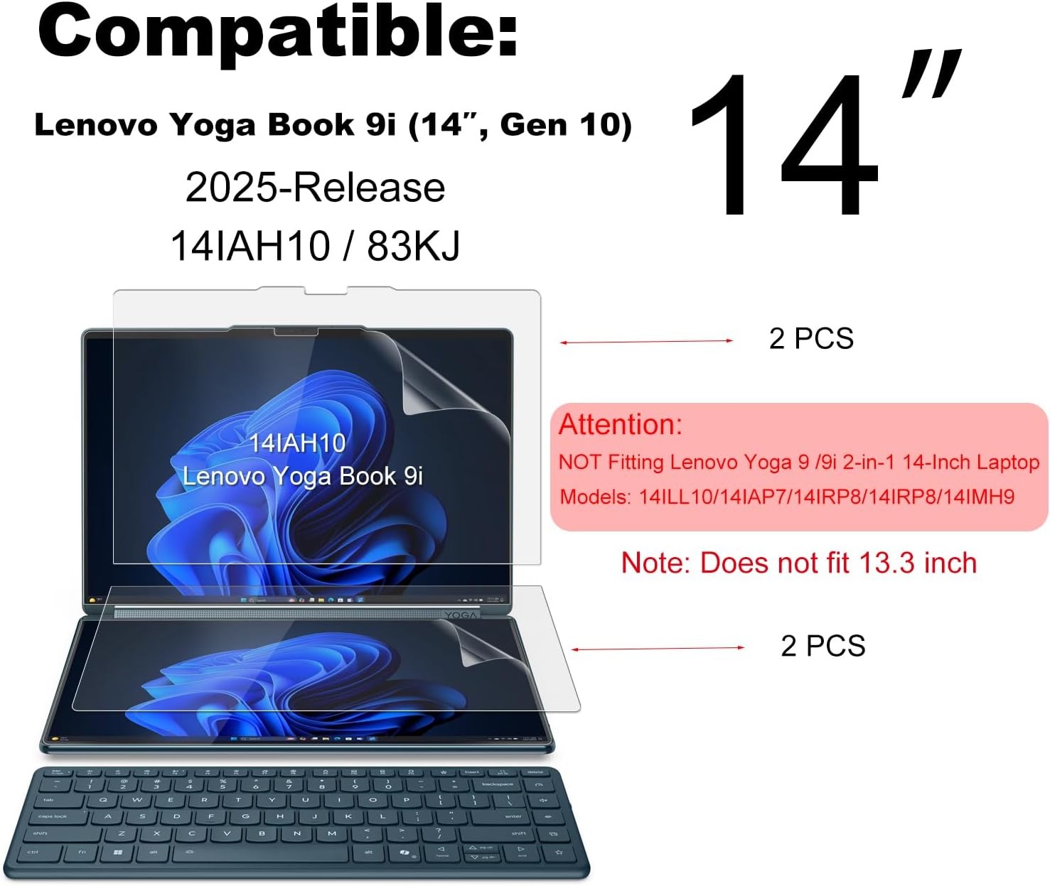 2-Pack Tempered Glass Screen Protectors for 2025 Lenovo Yoga Book 9i Dual 14 gallery