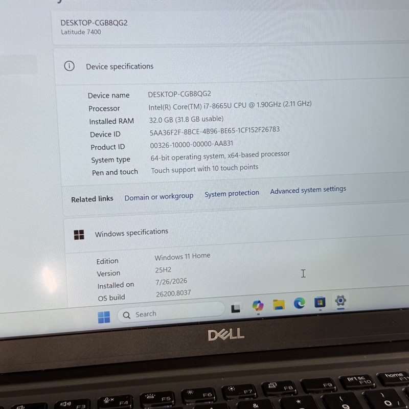 Dell Latitude 7400 i7-8665U 1.9GHz 32GB 512GB Laptop #H523 gallery
