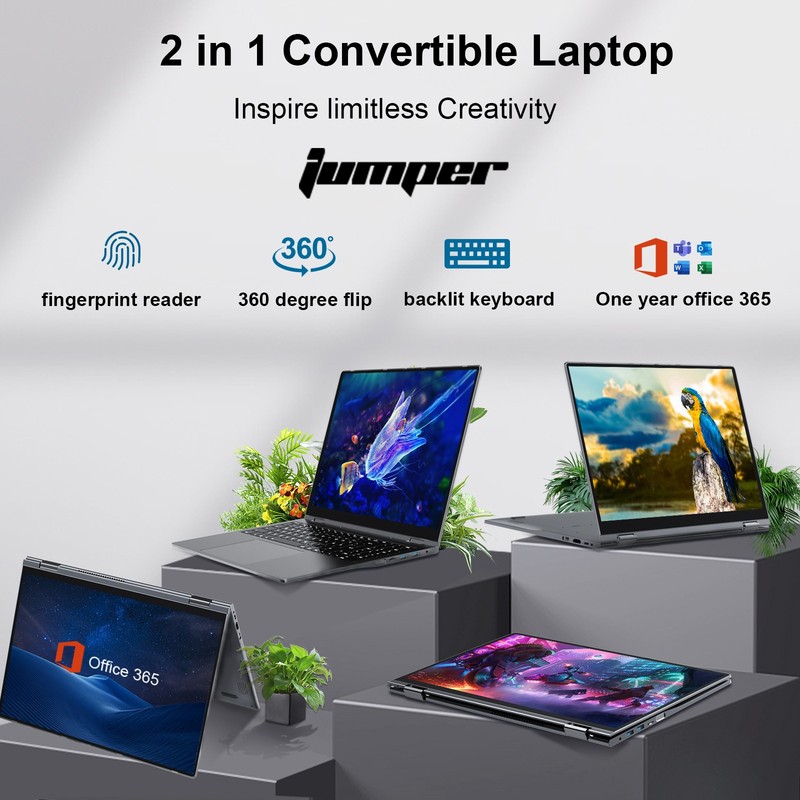 2026 Jumper 2-in-1 Laptop Tablet 16" Touchscreen Wifi Windows 11, Free Office gallery