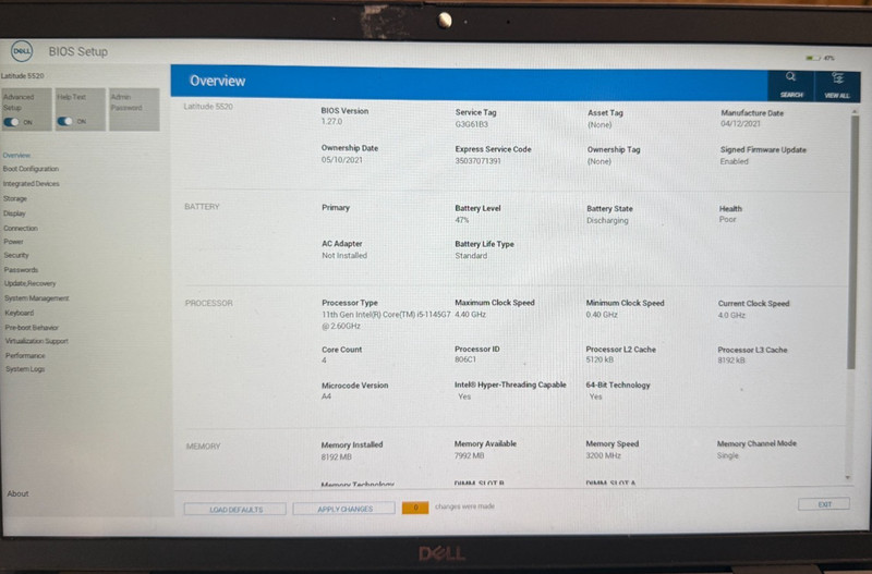 Dell Lattitude 5520 i5-1145G7 vPRO @ 2.60 GHz 8GB RAM NO HD/OS/AC gallery