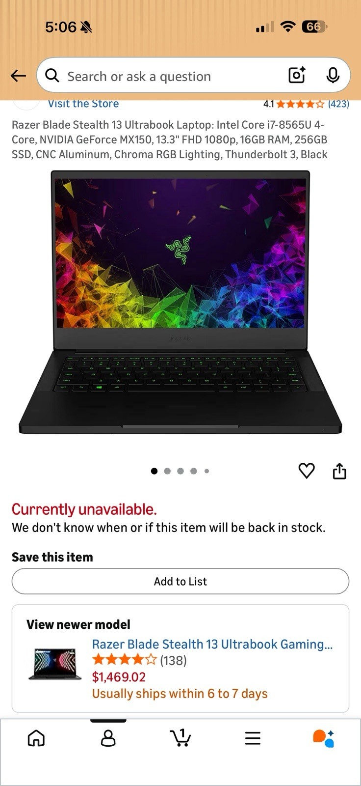 Razer Blade Stealth 13 Ultrabook Intel i7 MX150 16GB 256GB SSD 13.3" Black gallery