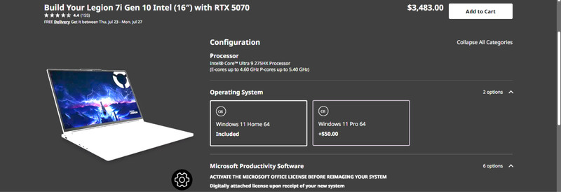 Lenovo Legion 7i Gen 10 — rtx 5070 - 32 gigabytes of ddr5 ram - 16in, 240Hz gallery