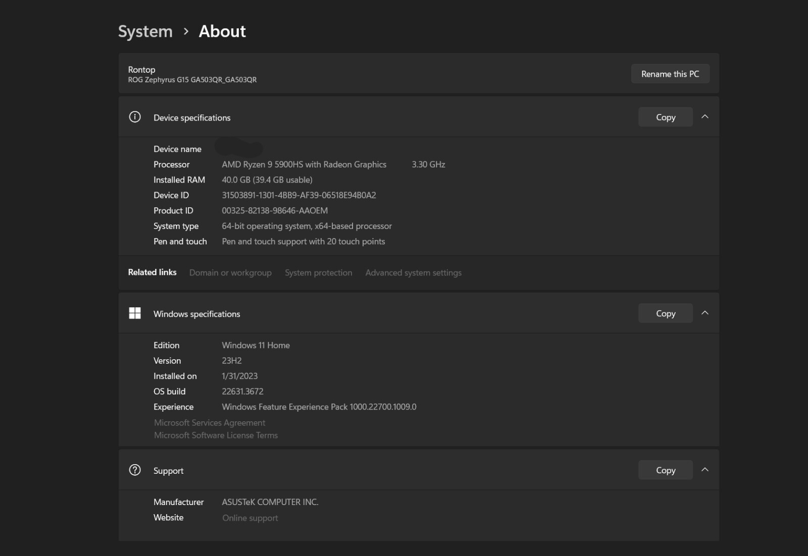 ASUS ROG Zephyrus G15 15.6" (1TB SSD, AMD Ryzen 9 5000 Series, 4.60 GHz, 40GB) gallery