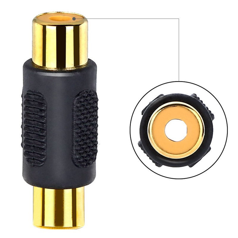 10x RCA Female to Female Coupler Gold Audio Video AV Cable Adapter Extender F/F gallery