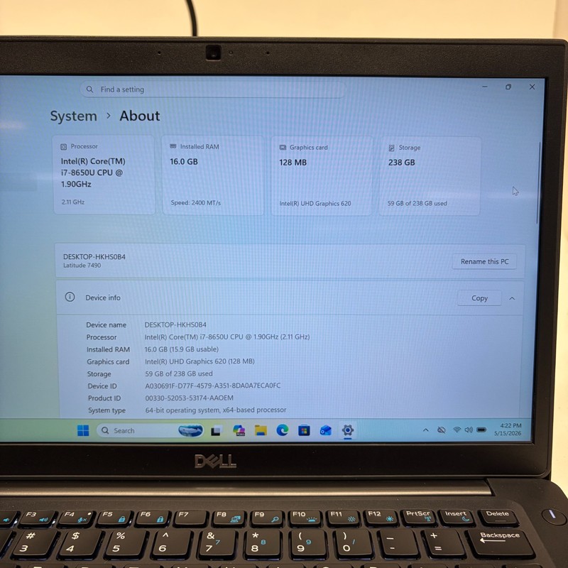 Dell Latitude 7490 w/ Power Supply gallery