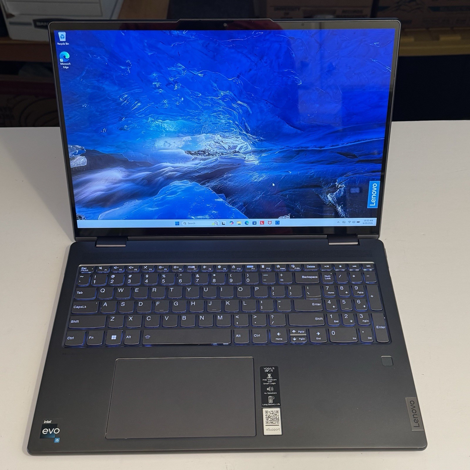 Lenovo Yoga 7i 2-in-1 16" 2.5K Touch Laptop Core i5-1240P 8GB RAM 256GB SSD Gray gallery