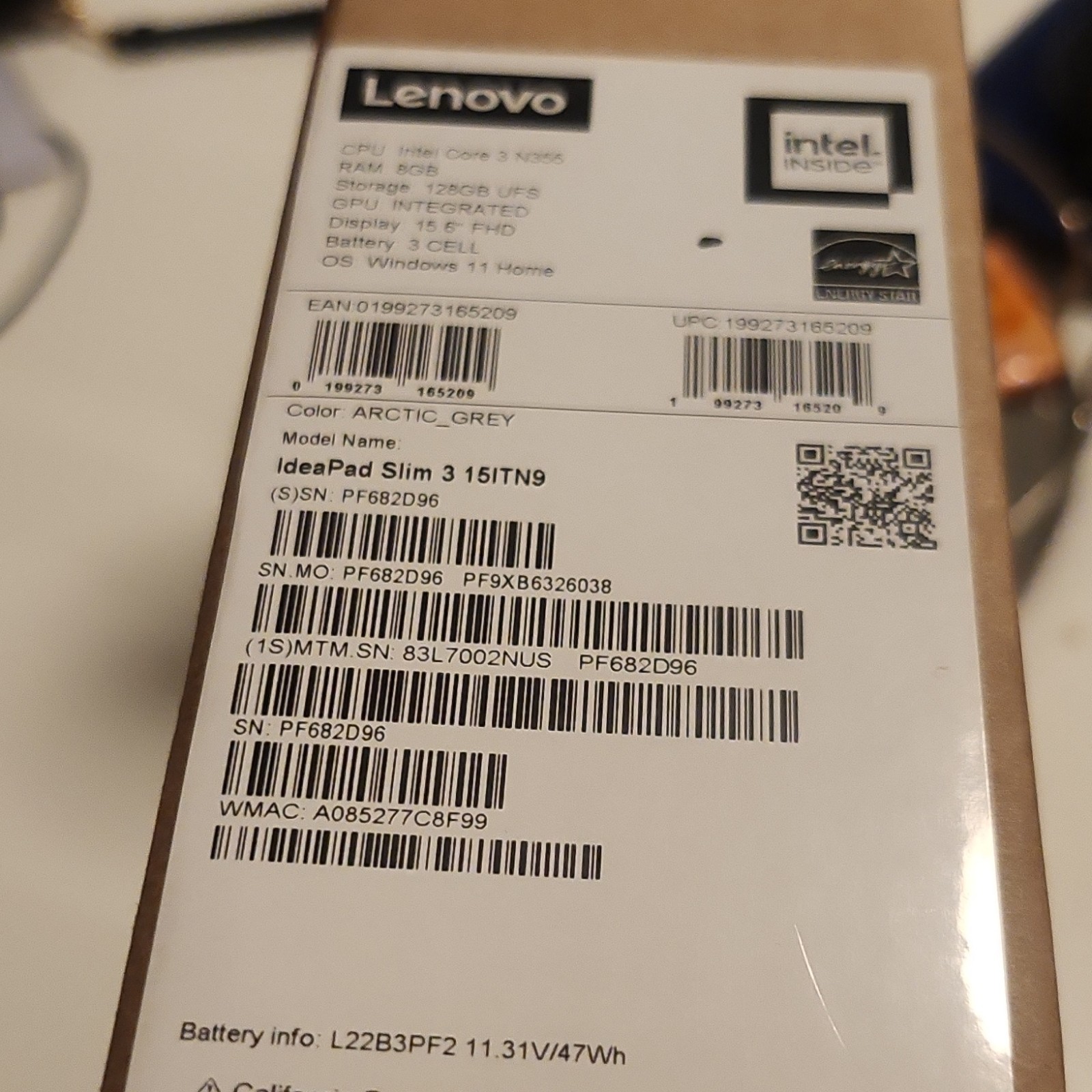 Lenovo IdeaPad Slim 3 15ITN9 15.6" FHD Core 3 N355 8GB 128GB UFS W11H Grey gallery