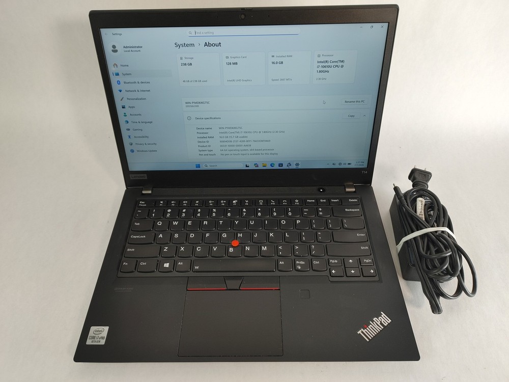 Lenovo ThinkPad T14 Gen 1 Core i7-10610U 1.80 GHz 16 GB DDR4 256 GB NVMe Windows