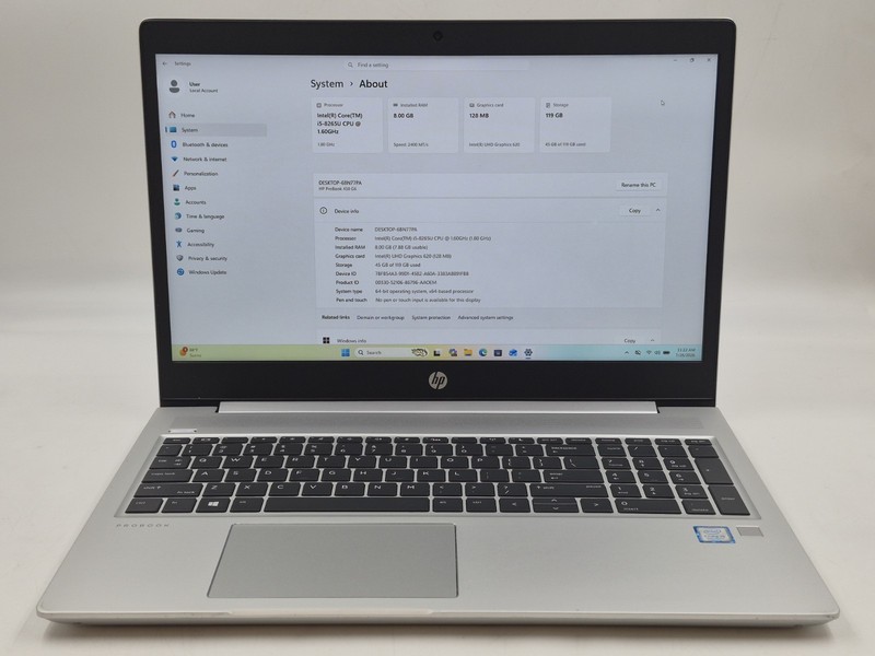 HP ProBook 450 G6 i5-8265U 1.60GHz 8GB RAM 128GB NVMe Win11P Laptop gallery