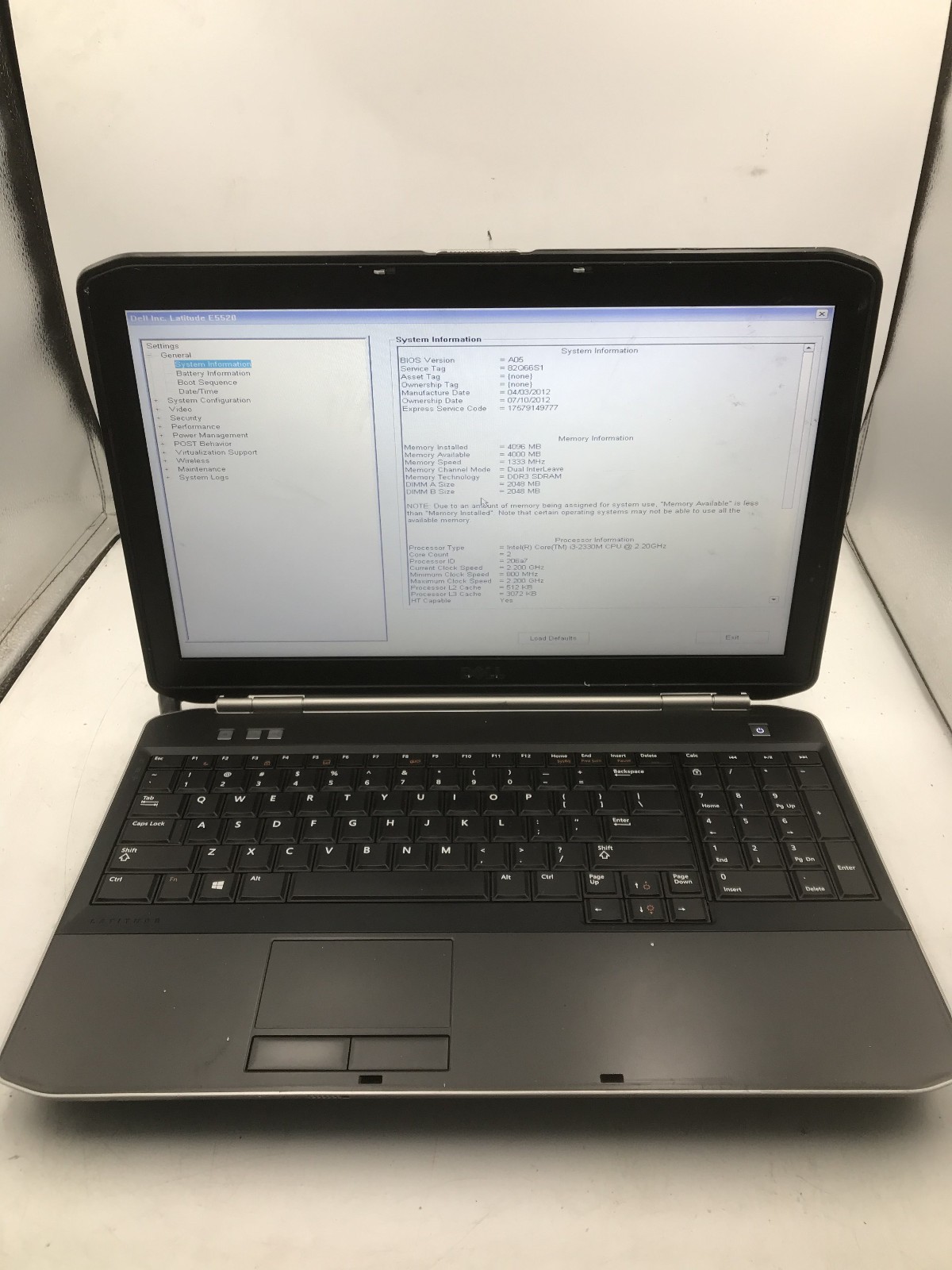 DELL LATITUDE E5520 - BOOTS TO BIOS - INTEL I3 2330M - 4GB RAM - READ DESC - BB! gallery