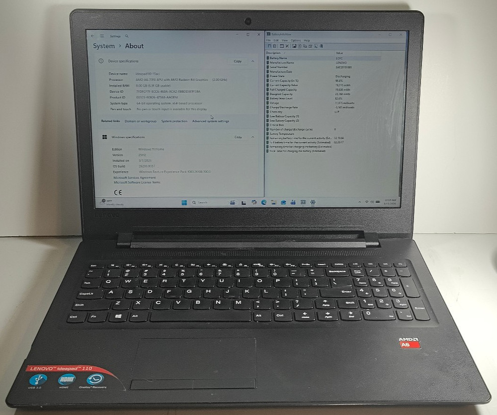 15.6" Lenovo IdeaPad 110-15ACL AMD A6-7310M Quad Core 8GB RAM 256GB SSD Radeon