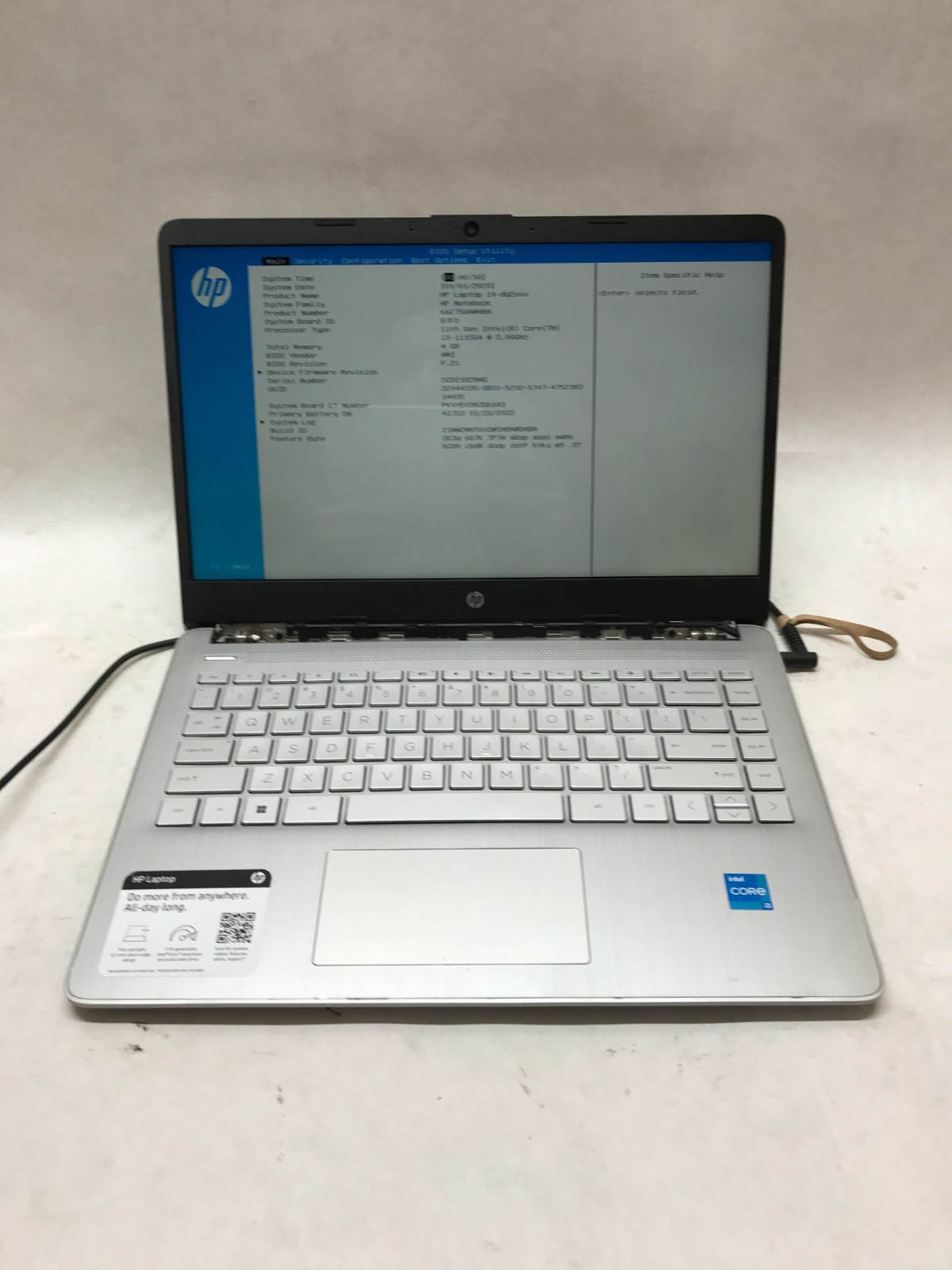 HP 14-dq2031wm 14" Intel Core i3-1115G4 4GB RAM NO HDD/OS Missing Hinge Cover DW gallery