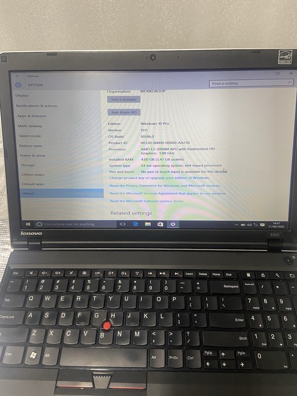 Lenovo ThinkPad Edge E525 15.6" AMD E2-3000M 4GB 297GB SSD Win 10 + Adapter gallery