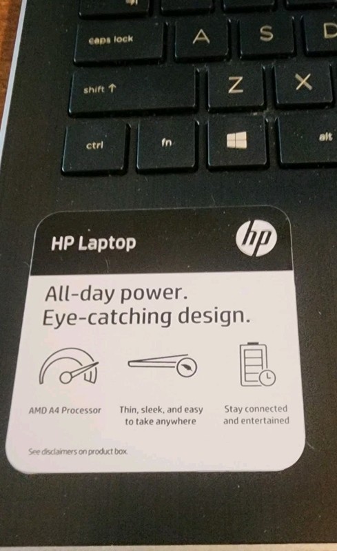 14' Hp 14-dk0095nr Laptop AMD A4-9125 / 4GB / 128 Gb M.2 Windows 11 Home gallery
