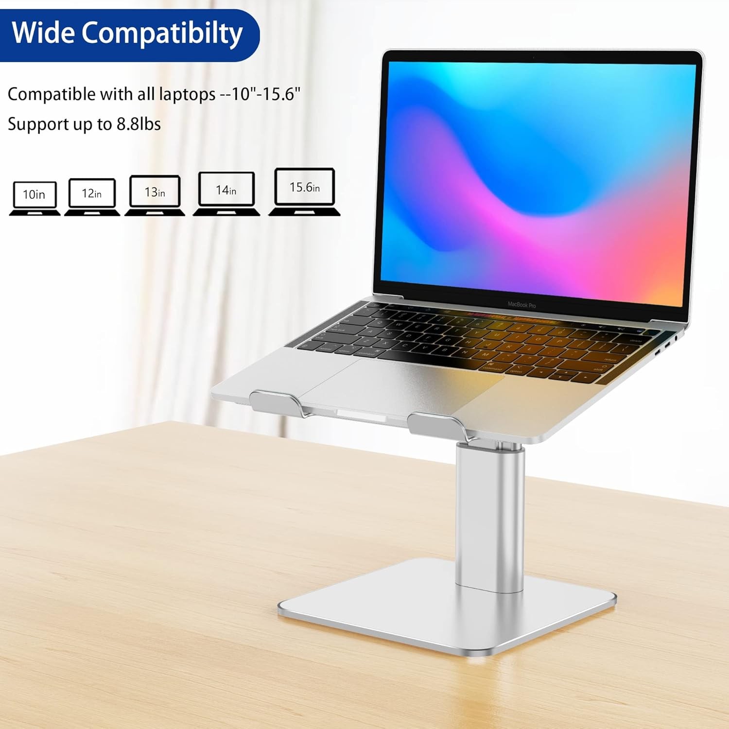 LSX6N Laptop Stand, Ergonomic Adjustable Notebook Riser for 10-15.6" Laptops, Si gallery