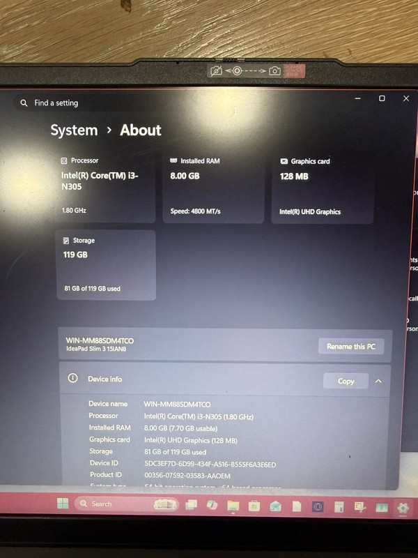 Lenovo IdeaPad Slim 3i 15.6" FHD Laptop Intel i3-N305 8GB RAM 128GB SSD Win11 gallery