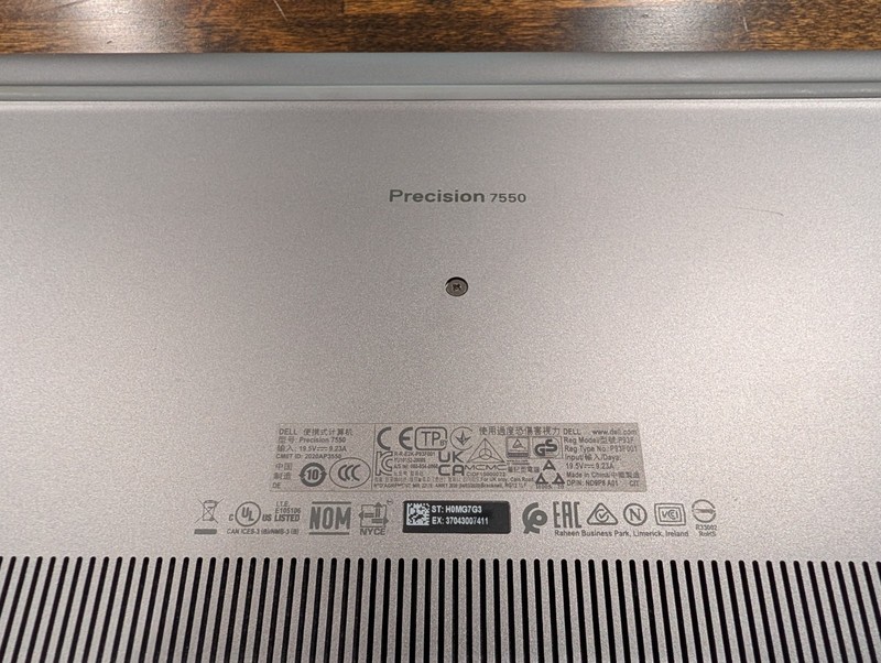 Dell Precision 7550 i7-10750H 2.60GHZ, 256GB SD 16GB NVidia T2000 WCamW11 Cord gallery