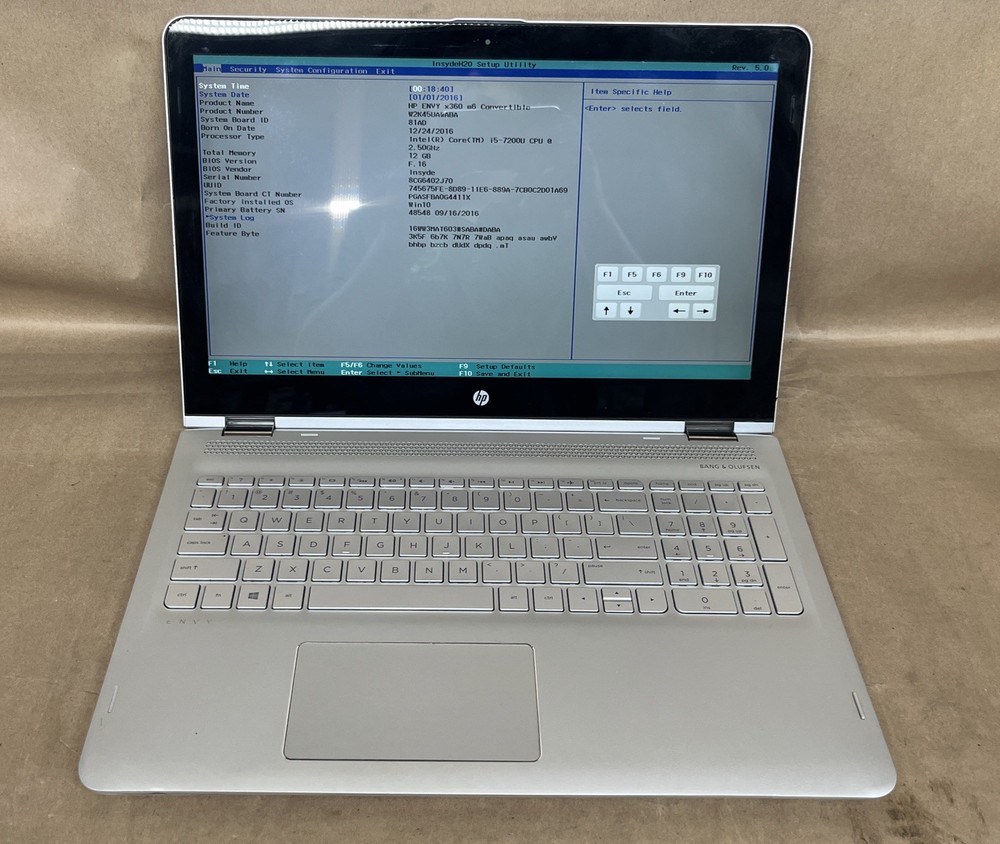 HP ENVY x360 - m6-aq103dx, Intel Core i5-7200U @2.50GHz, 12GB RAM, NO SSD/OS