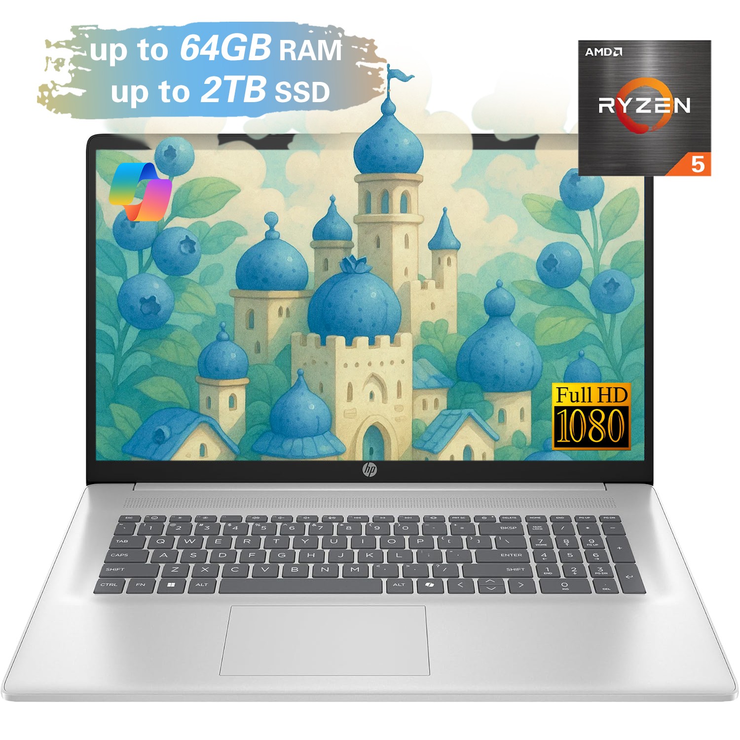 HP 17.3" HD Touchscreen Laptop computer Ryzen 5 7430U Notebook 16GB RAM 1TB SSD gallery