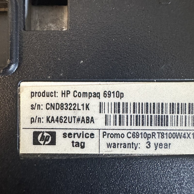 HP Compaq 6910p 14” Laptop 1GB RAM 80GB HDD Scraps/Salvage gallery