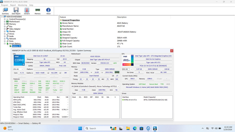 ASUS VivoBook S533EA 15" FHD I5-1135G7 512GB SSD 8GB W11 Backlit FP Reader gallery