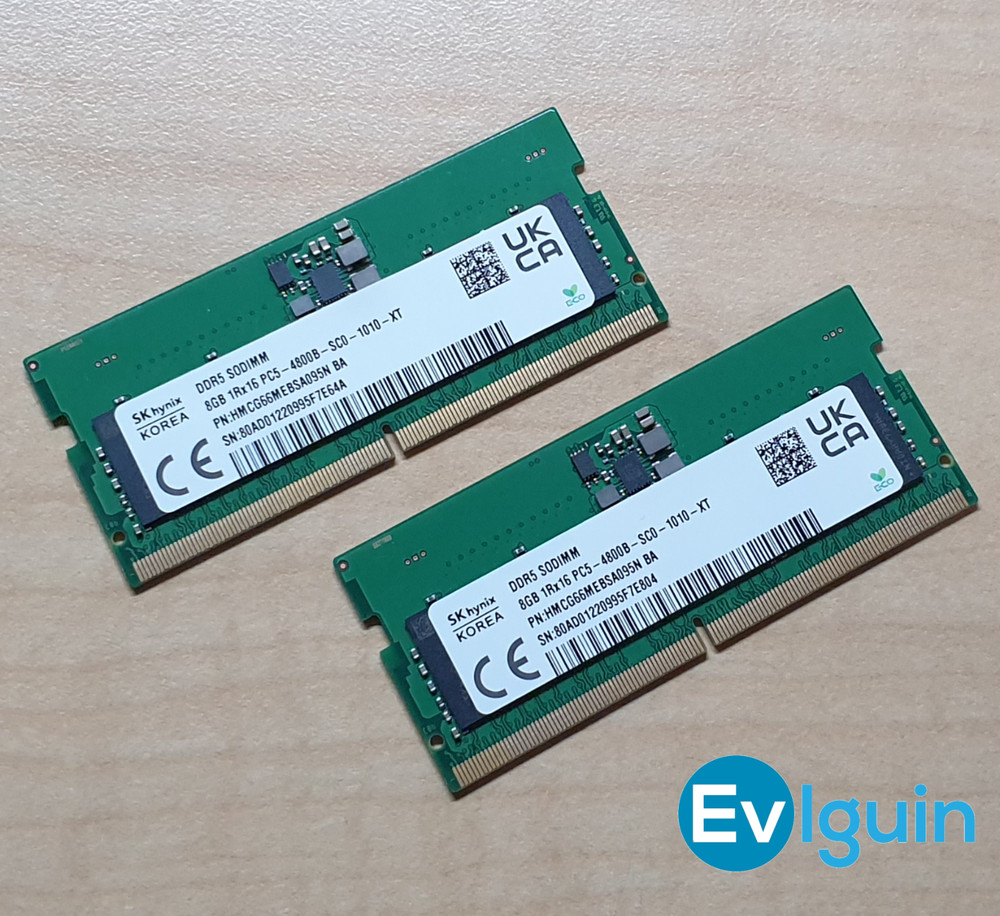SK Hynix 16GB (8GBx2) DDR5 1Rx16 SODIMM 4800MHz PC5-4800 HMCG66MEBSA095N Laptop