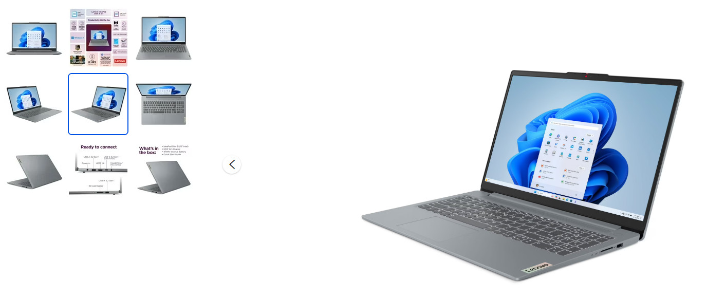Lenovo IdeaPad Slim 3i 15.6" Laptop, Intel Processor N100, 4GB RAM, 128 SSD, Arc gallery